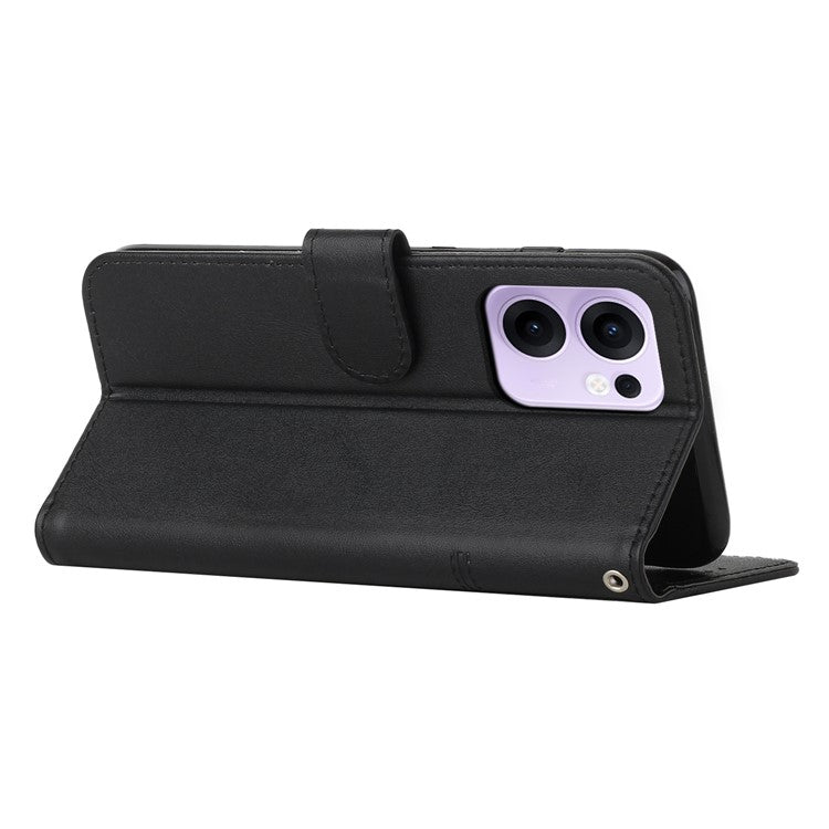 For Oppo Reno13 F 5G / Reno13 F 4G Wallet Case Leather Stand Protective Phone Cover - Black