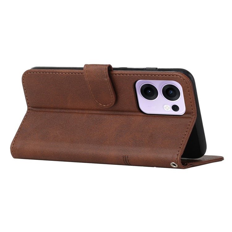 For Oppo Reno13 F 5G / Reno13 F 4G Wallet Case Leather Stand Protective Phone Cover - Brown