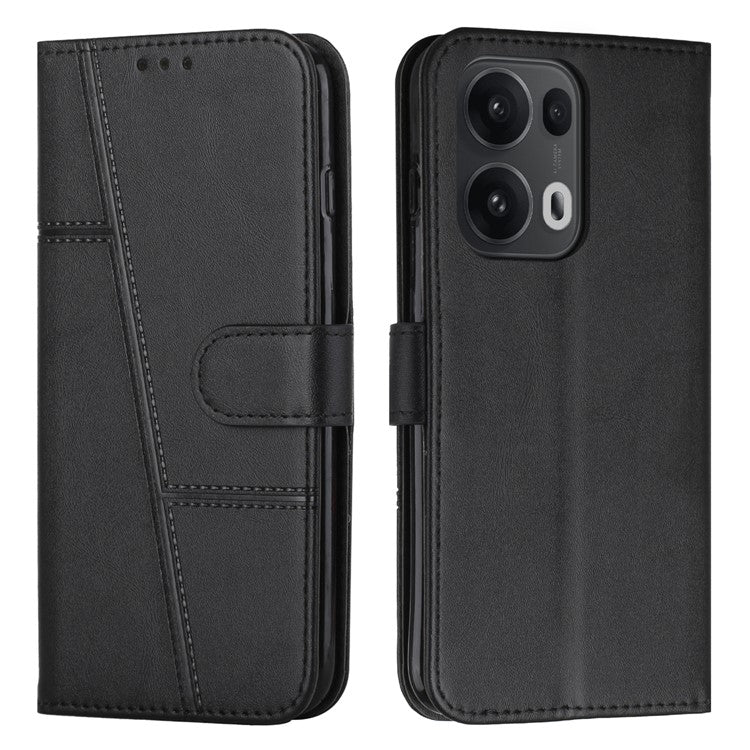 For Oppo Reno13 Pro 5G Case Leather Stand Protective Phone Cover - Black
