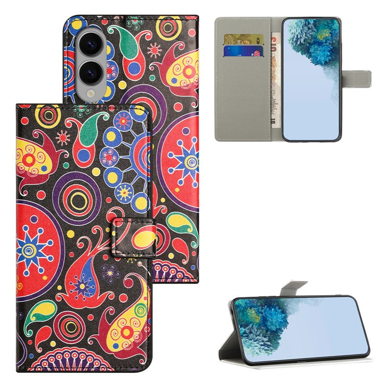 For Samsung Galaxy S25 Edge Case Pattern Print PU Leather Wallet Phone Cover - Jelly Fish