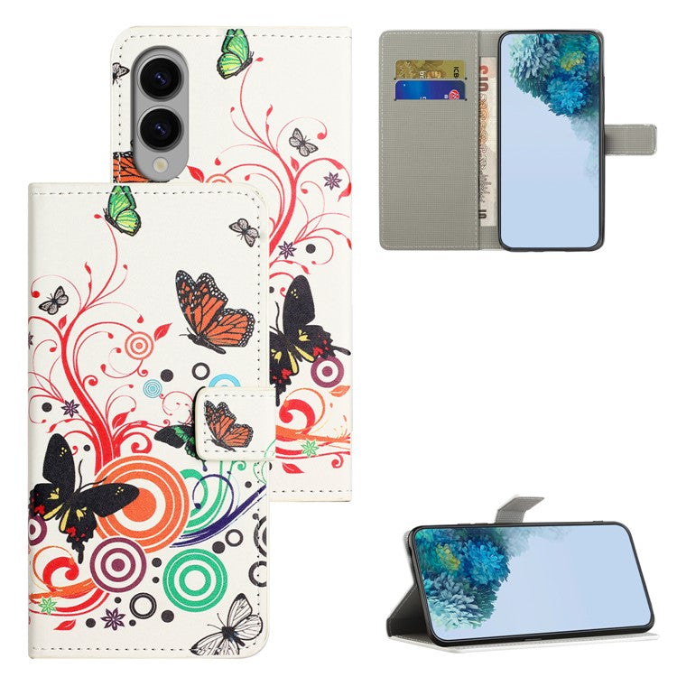 For Samsung Galaxy S25 Edge Case Pattern Print PU Leather Wallet Phone Cover - White Butterfly