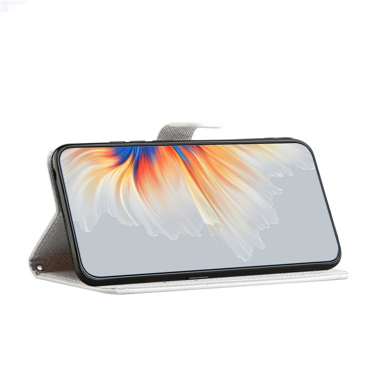 For Samsung Galaxy S25 Edge Case Pattern Print PU Leather Wallet Phone Cover Cross Texture - Feather