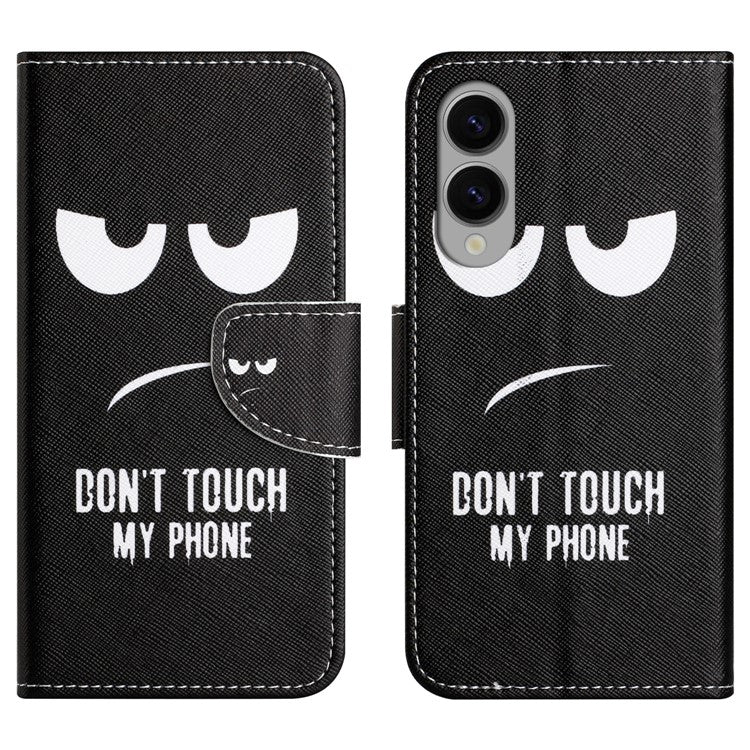 For Samsung Galaxy S25 Edge Case Pattern Printing Cross Texture Leather Phone Cover - Don't Touch My Phone