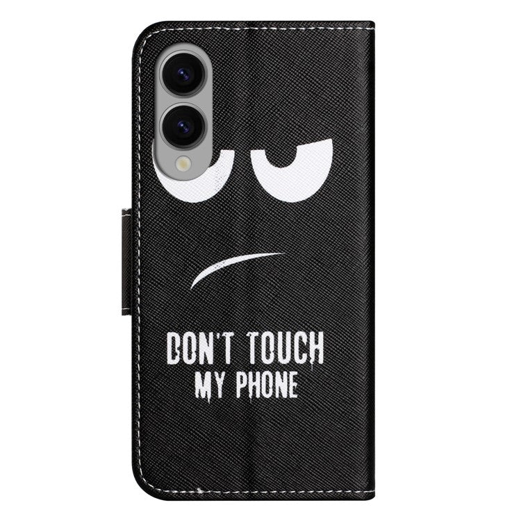 For Samsung Galaxy S25 Edge Case Pattern Printing Cross Texture Leather Phone Cover - Don't Touch My Phone
