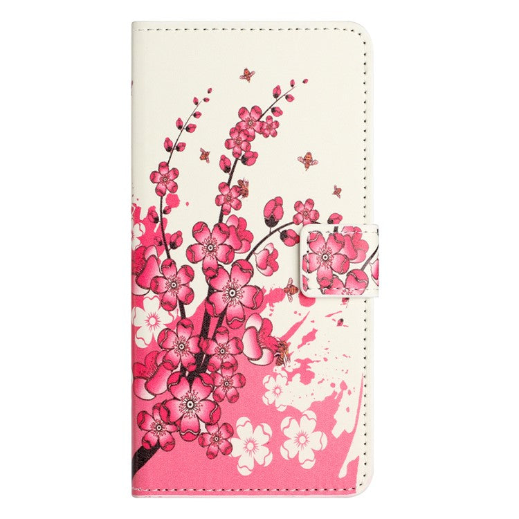 For iPhone 16e Case Pattern Print PU Leather Wallet Phone Cover - Plum Blossom