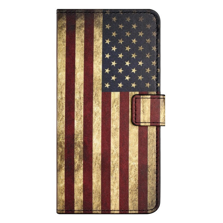 For iPhone 16e Case Pattern Print PU Leather Wallet Phone Cover - The American Flag