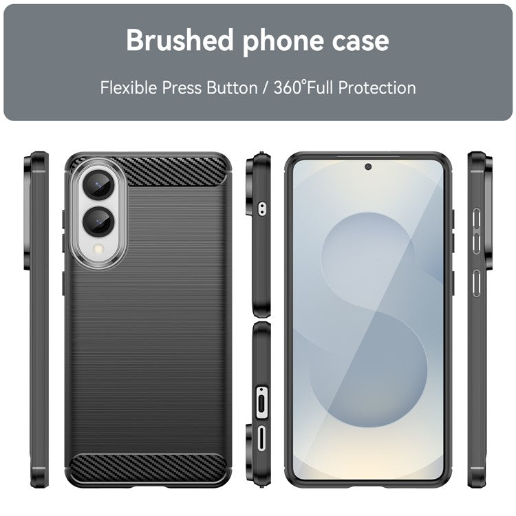 For Samsung Galaxy S25 Edge / S25 Slim Case Protective Phone Cover Carbon Fiber Texture Brushed - Black