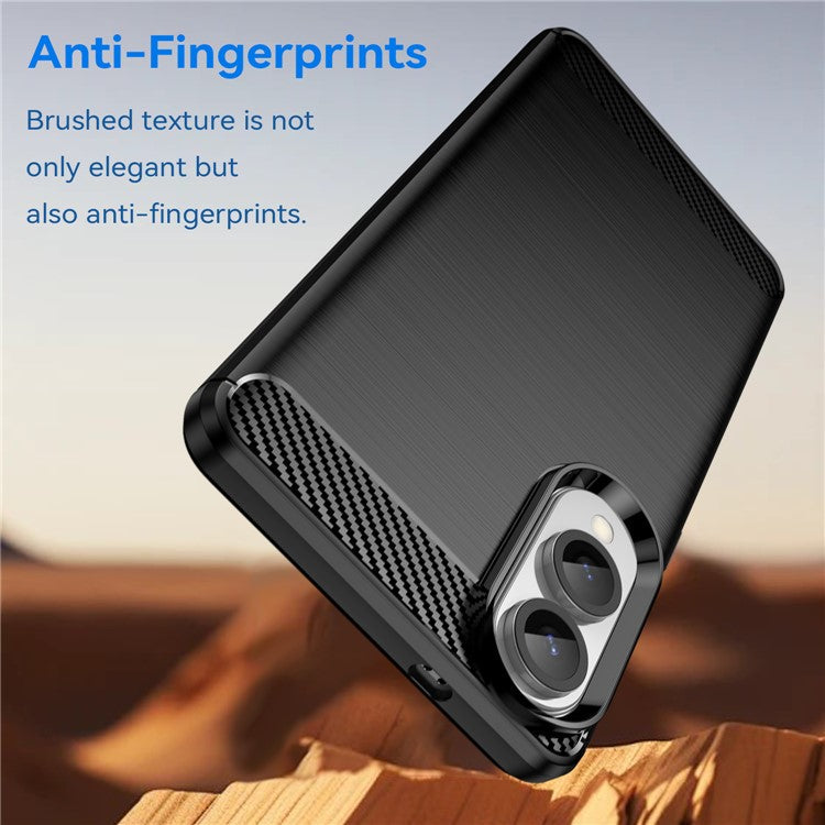 For Samsung Galaxy S25 Edge / S25 Slim Case Protective Phone Cover Carbon Fiber Texture Brushed - Black