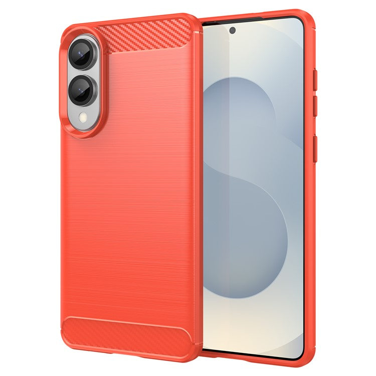 For Samsung Galaxy S25 Edge / S25 Slim Case Protective Phone Cover Carbon Fiber Texture Brushed - Red