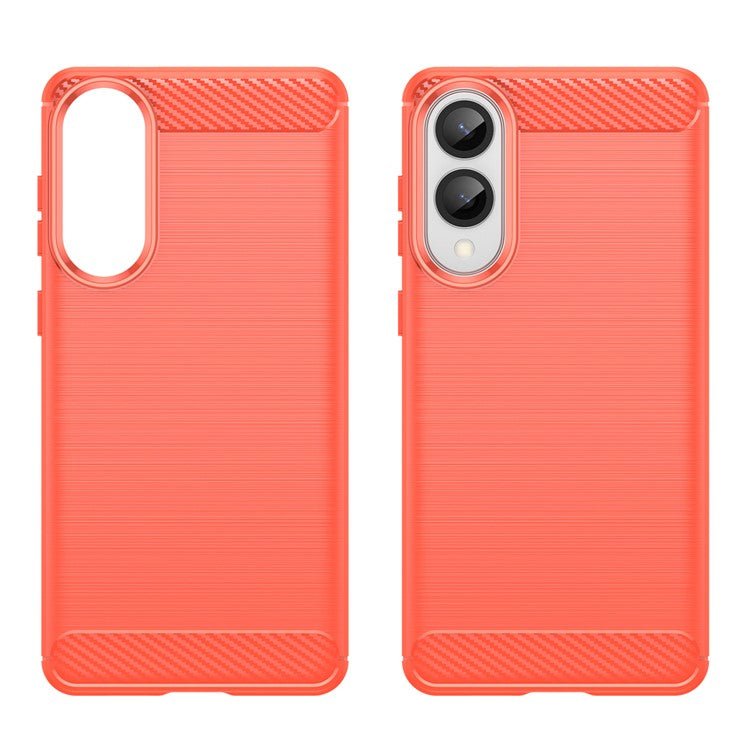 For Samsung Galaxy S25 Edge / S25 Slim Case Protective Phone Cover Carbon Fiber Texture Brushed - Red