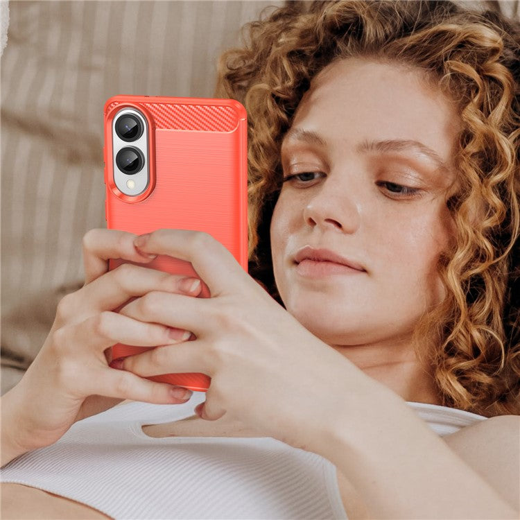 For Samsung Galaxy S25 Edge / S25 Slim Case Protective Phone Cover Carbon Fiber Texture Brushed - Red