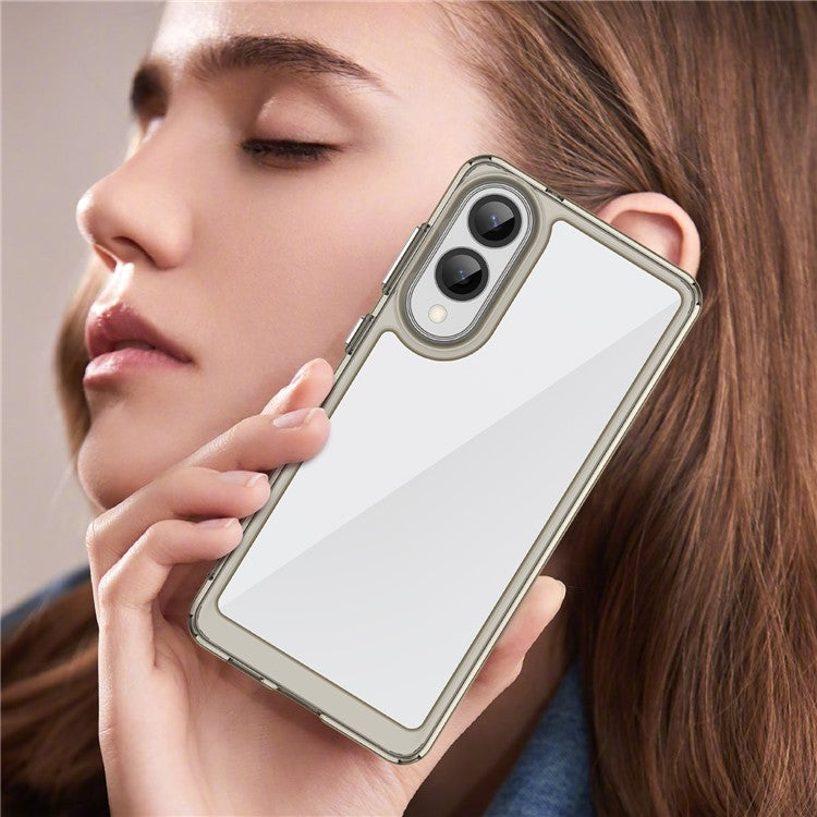 For Samsung Galaxy S25 Edge / S25 Slim Case TPU + Acrylic Protective Clear Phone Cover - Transparent Grey