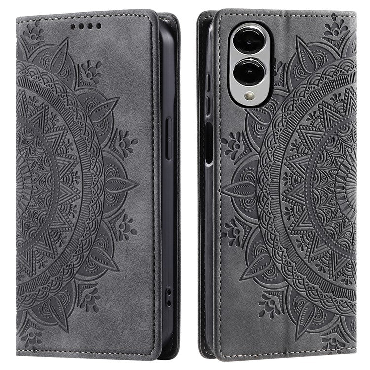 Style-010 For Samsung Galaxy S25 Edge Case Magnetic Closing Leather Phone Cover Pattern Imprinted - Grey