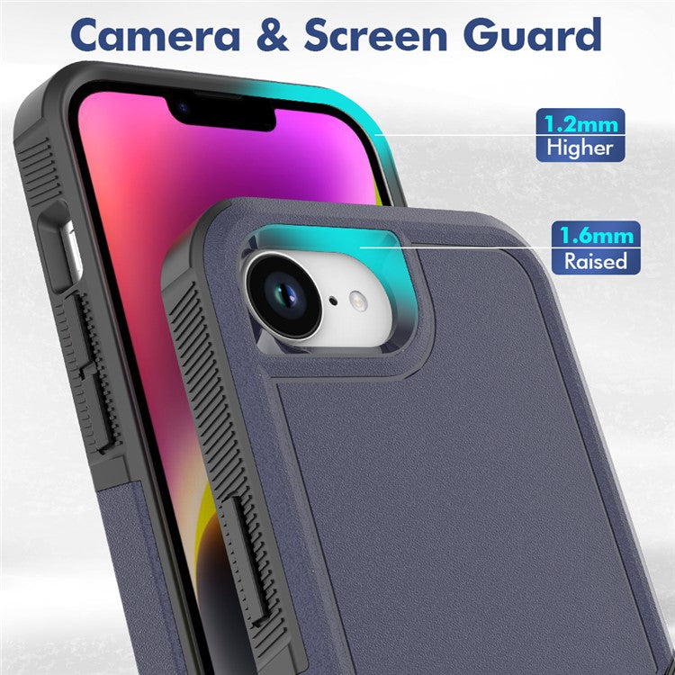 For iPhone 16e Case 2 in 1 PC + TPU Shockproof Phone Cover - Dark Blue