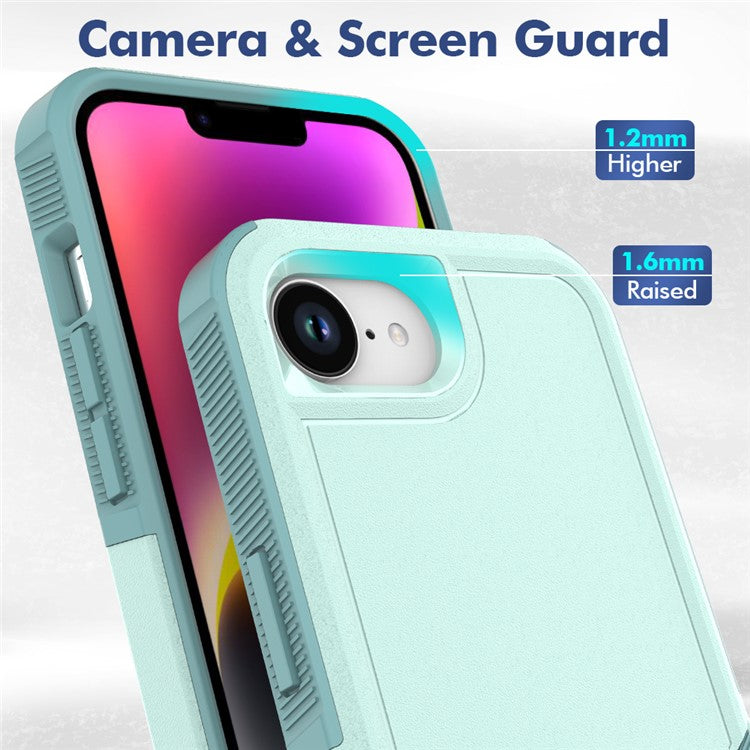 For iPhone 16e Case 2 in 1 PC + TPU Shockproof Phone Cover - Mint Green