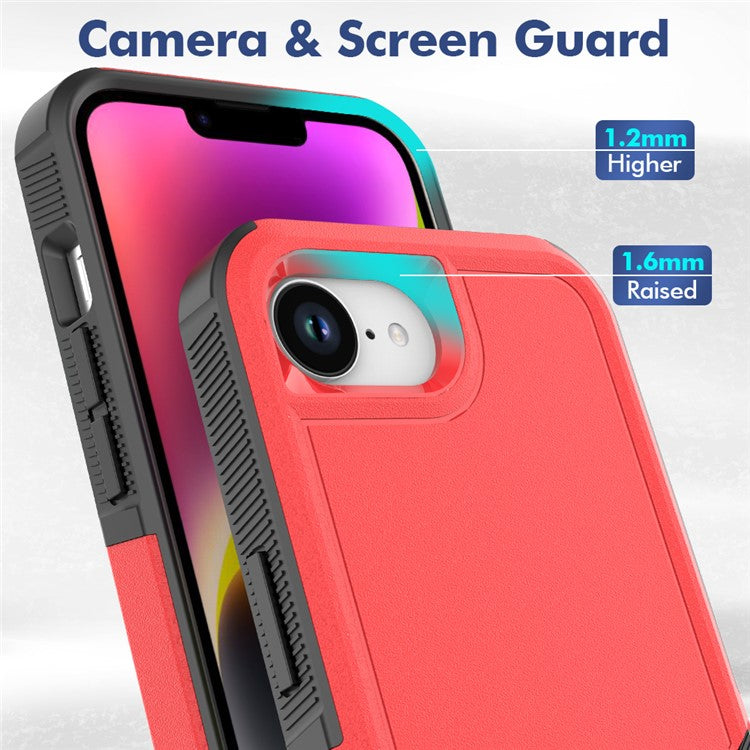 For iPhone 16e Case 2 in 1 PC + TPU Shockproof Phone Cover - Red