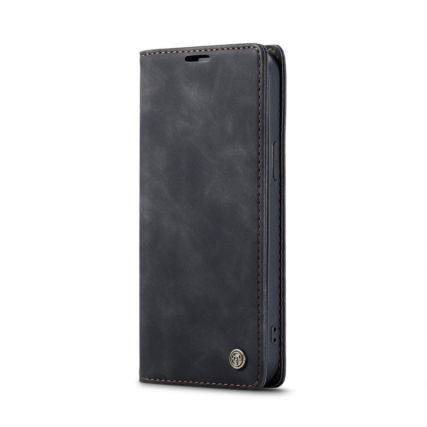 For iPhone 16e Wallet Case CASEME 013 Series PU Leather Phone Cover Stand - Black