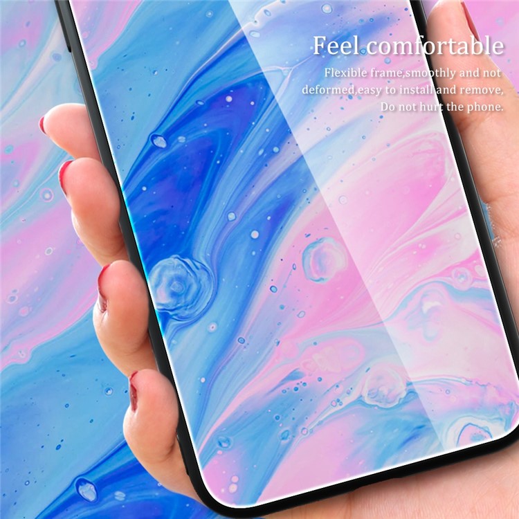 For Honor X40 5G Tempered Glass+TPU Shockproof Phone Cover Marble Pattern Printing Phone Case - DL02
