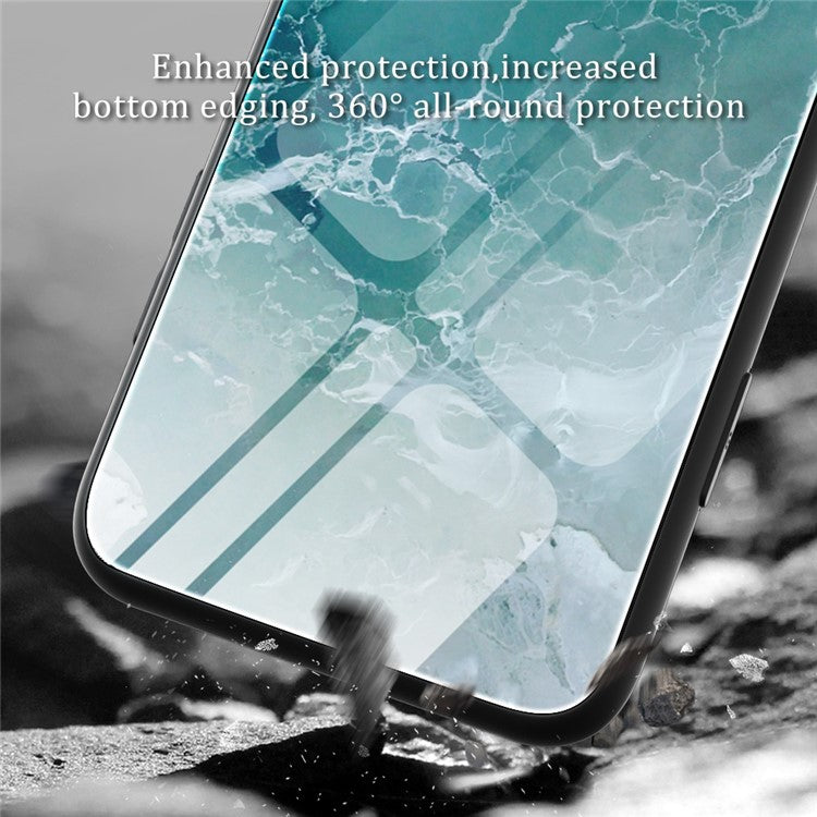For Honor X40 5G Tempered Glass+TPU Shockproof Phone Cover Marble Pattern Printing Phone Case - DL02