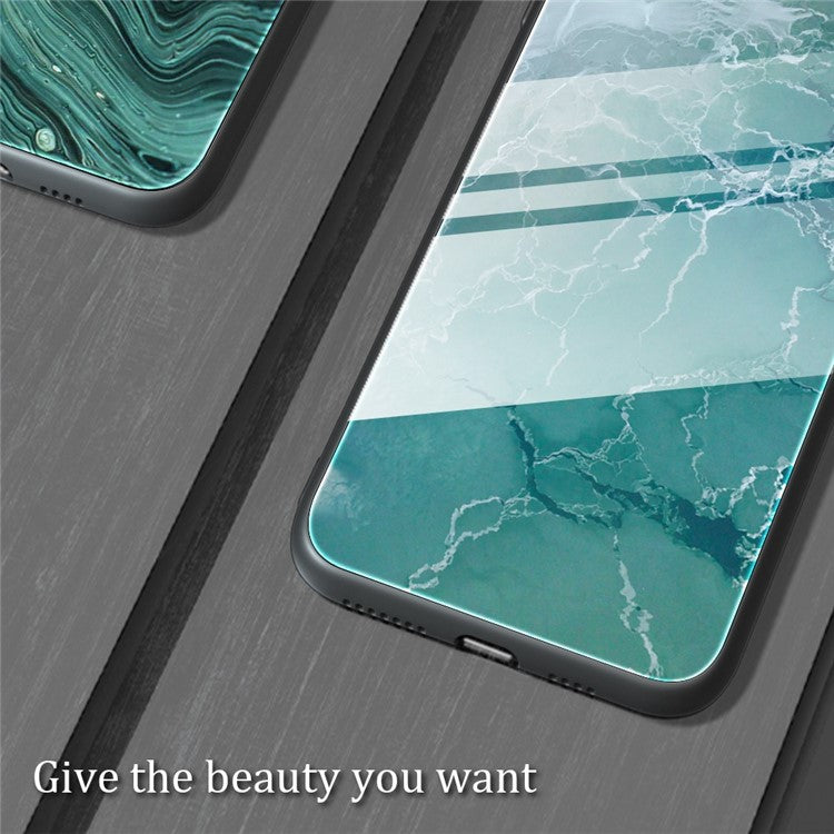 For Honor X40 5G Tempered Glass+TPU Shockproof Phone Cover Marble Pattern Printing Phone Case - DL02