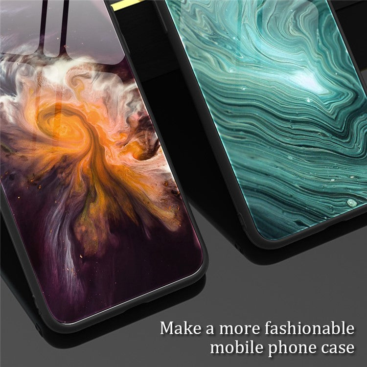For Honor X40 5G Tempered Glass+TPU Shockproof Phone Cover Marble Pattern Printing Phone Case - DL02