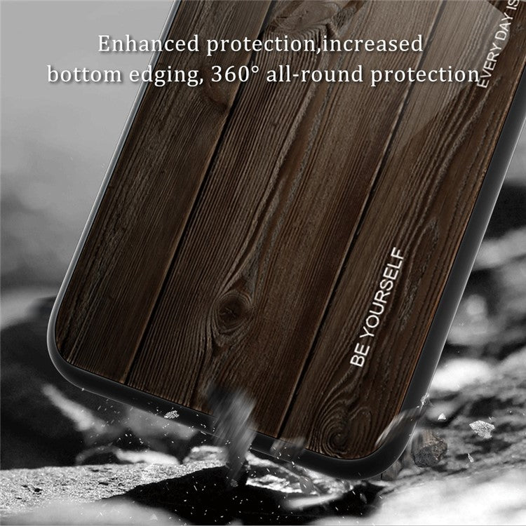 For Honor X40 5G Wooden Pattern Cell Phone Cover Tempered Glass + TPU Protective Phone Case - Brown