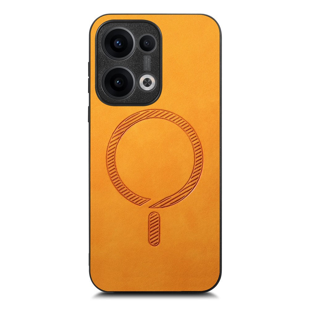 For Oppo Reno13 5G (Global) Leather Back Case Compatible with MagSafe Skin-touch Phone Cover - Yellow