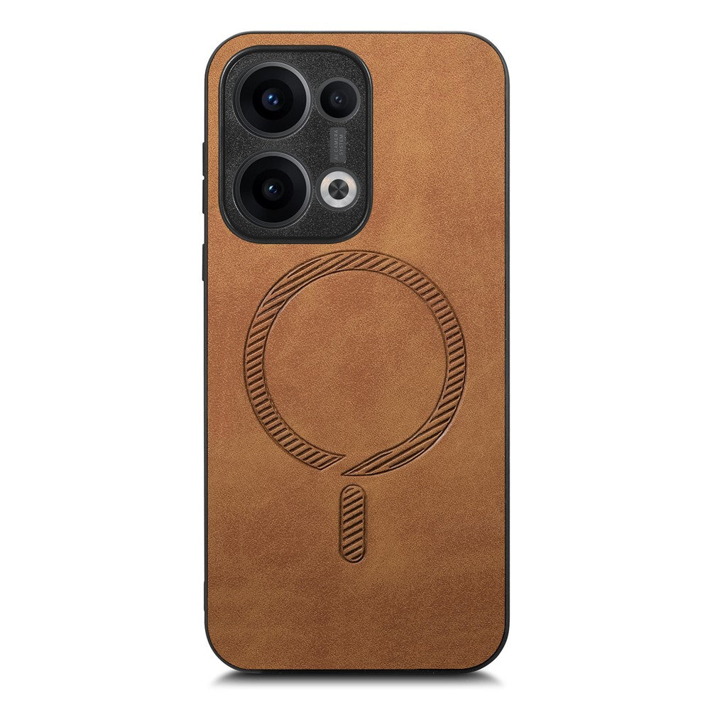 For Oppo Reno13 5G (Global) Leather Back Case Compatible with MagSafe Skin-touch Phone Cover - Brown