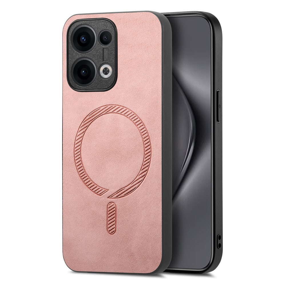 For Oppo Reno13 5G (Global) Leather Back Case Compatible with MagSafe Skin-touch Phone Cover - Pink