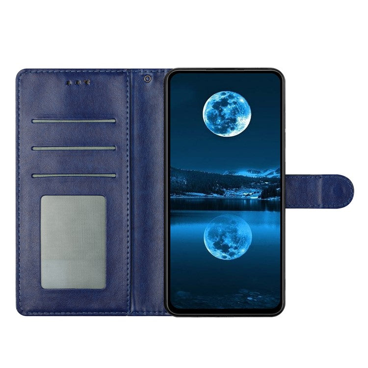 For Samsung Galaxy S25 Edge Leather Case Wallet Stand Phone Cover with Handy Strap - Blue