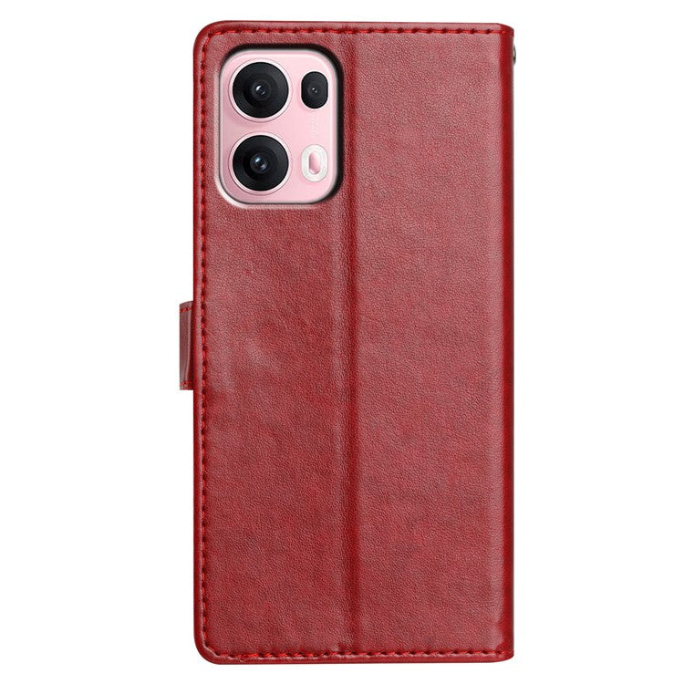For Oppo Reno13 Pro 5G Leather Case Wallet Stand Phone Cover with Handy Strap - Red