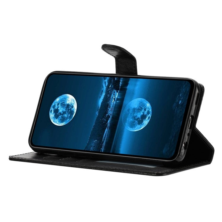 For Oppo Reno13 Pro 5G Leather Case Wallet Stand Phone Cover with Handy Strap - Black