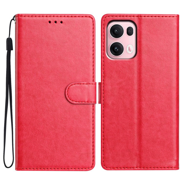 For Oppo Reno13 Pro 5G Leather Case Wallet Stand Phone Cover with Handy Strap - Rose