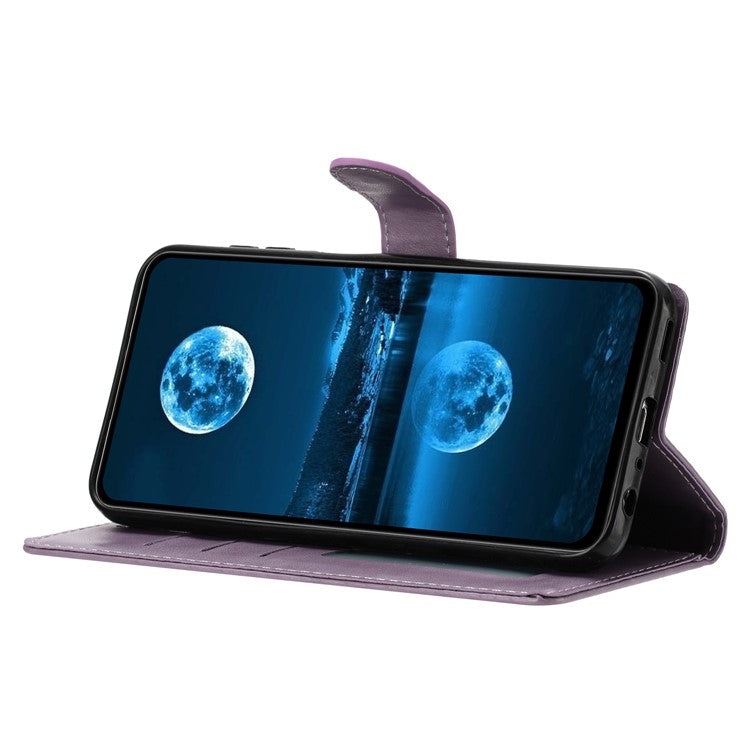 For Oppo Reno13 Pro 5G Leather Case Wallet Stand Phone Cover with Handy Strap - Purple