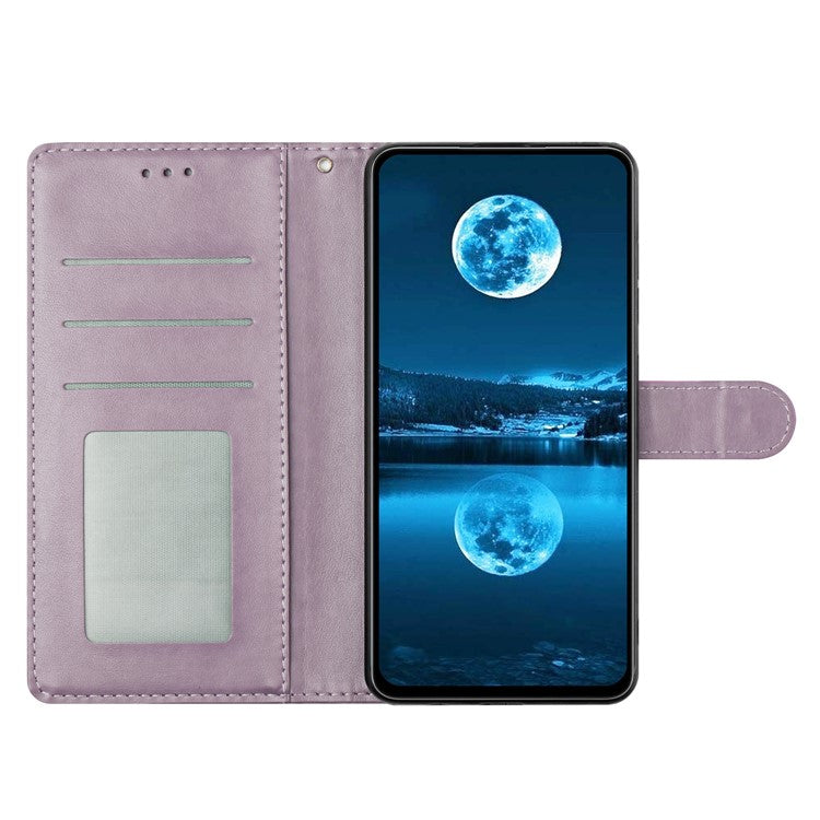 For Oppo Reno13 Pro 5G Leather Case Wallet Stand Phone Cover with Handy Strap - Purple