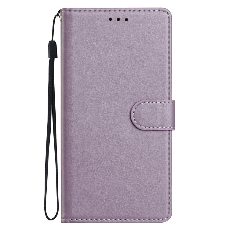For Oppo Reno13 Pro 5G Leather Case Wallet Stand Phone Cover with Handy Strap - Purple