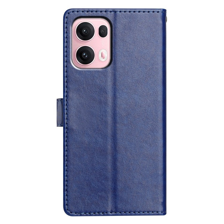 For Oppo Reno13 Pro 5G Leather Case Wallet Stand Phone Cover with Handy Strap - Blue
