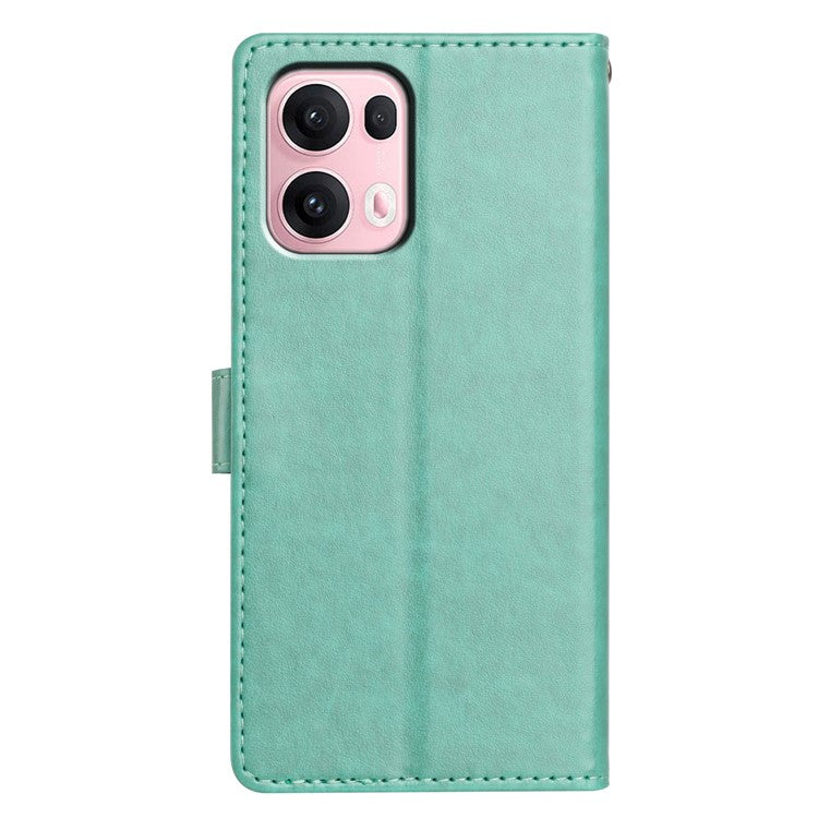 For Oppo Reno13 Pro 5G Leather Case Wallet Stand Phone Cover with Handy Strap - Green