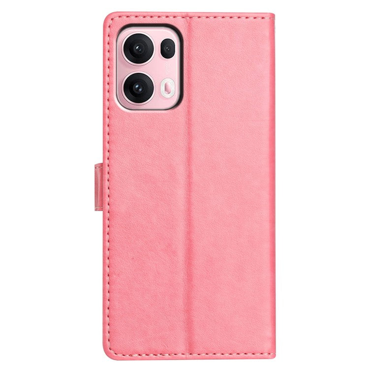 For Oppo Reno13 Pro 5G Leather Case Wallet Stand Phone Cover with Handy Strap - Pink