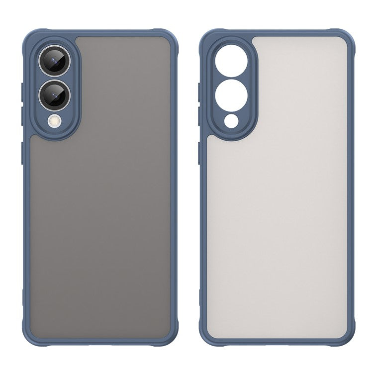 For Samsung Galaxy S25 Slim / S25 Edge Case Drop Proof Airbags Frosted Translucent PC + TPU Phone Back Cover - Blue