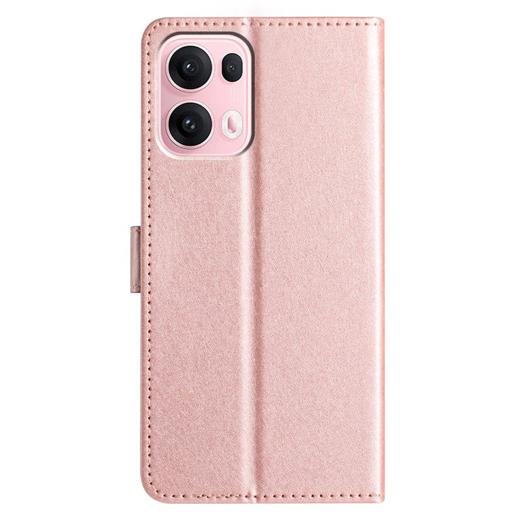 For Oppo Reno13 Pro 5G Wallet Case Leather Folio Phone Cover Magnetic Clasp - Rose Gold
