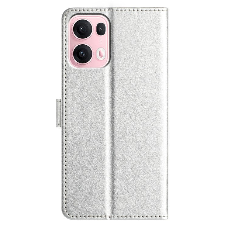 For Oppo Reno13 Pro 5G Wallet Case Leather Folio Phone Cover Magnetic Clasp - Silver