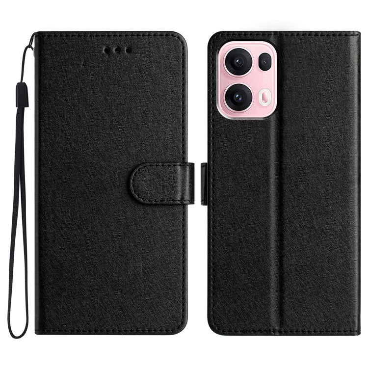For Oppo Reno13 Pro 5G Wallet Case Leather Folio Phone Cover Magnetic Clasp - Black