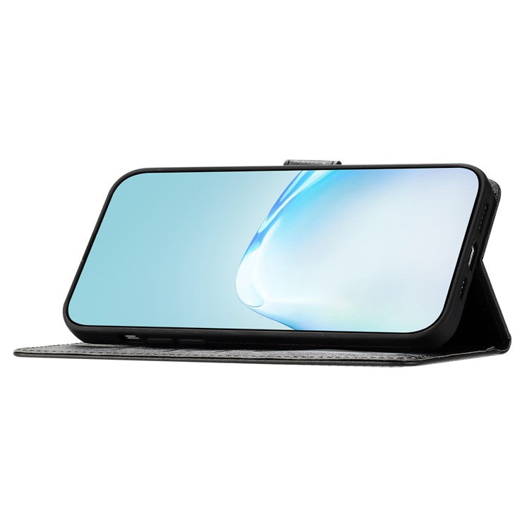 For Oppo Reno13 Pro 5G Wallet Case Leather Folio Phone Cover Magnetic Clasp - Black