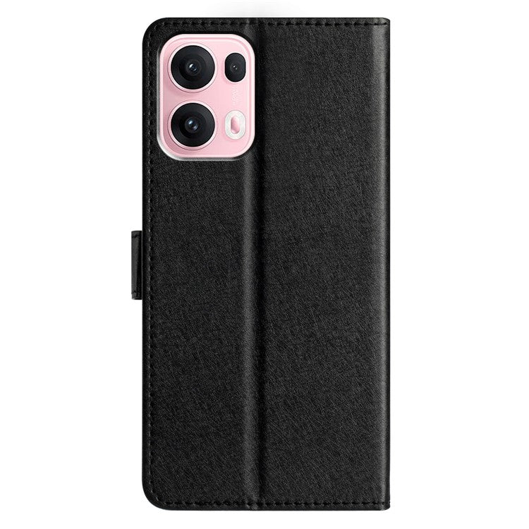 For Oppo Reno13 Pro 5G Wallet Case Leather Folio Phone Cover Magnetic Clasp - Black