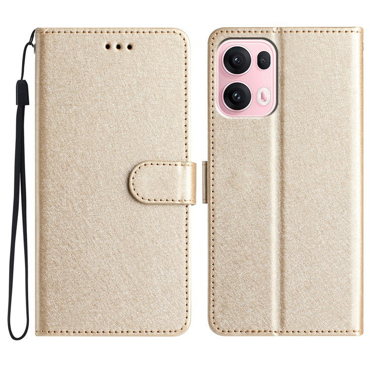 For Oppo Reno13 Pro 5G Wallet Case Leather Folio Phone Cover Magnetic Clasp - Gold