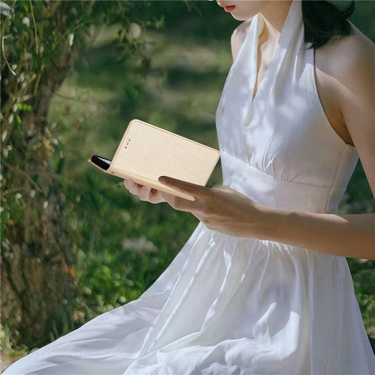 For Oppo Reno13 Pro 5G Wallet Case Leather Folio Phone Cover Magnetic Clasp - Gold