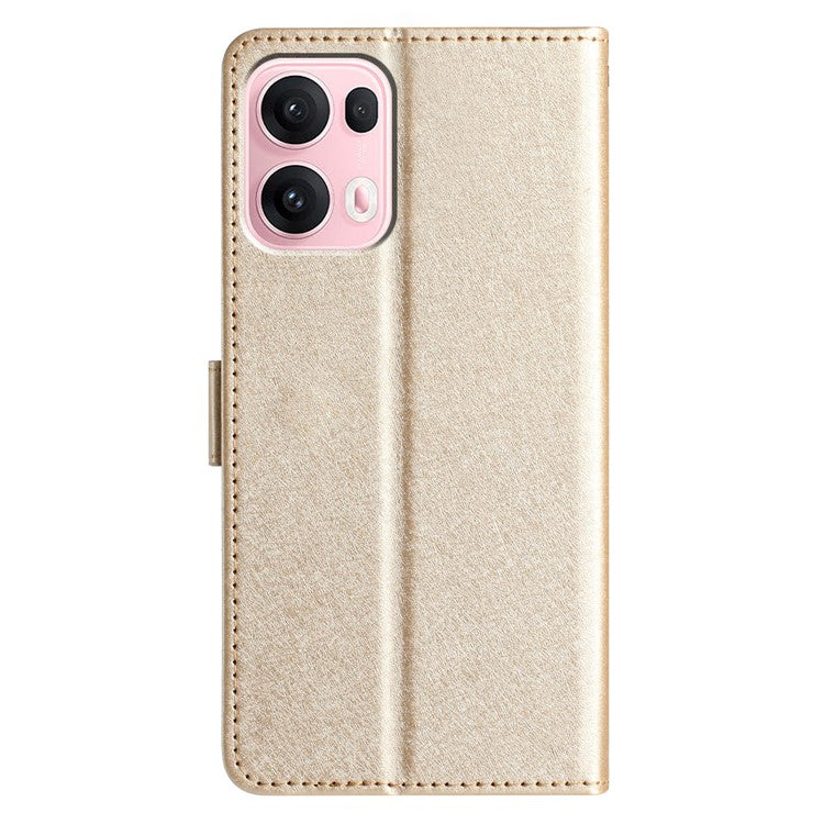 For Oppo Reno13 Pro 5G Wallet Case Leather Folio Phone Cover Magnetic Clasp - Gold