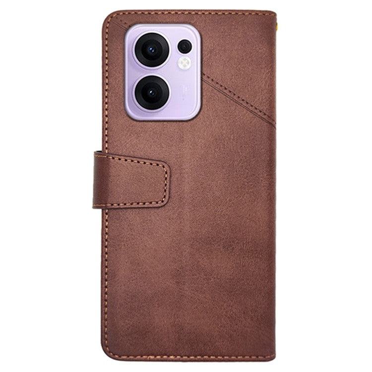 IDEWEI For Oppo Reno13 F 5G Case Leather Wallet Phone Cover Stand Calf Texture - Coffee