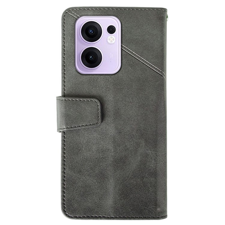 IDEWEI For Oppo Reno13 F 5G Case Leather Wallet Phone Cover Stand Calf Texture - Grey